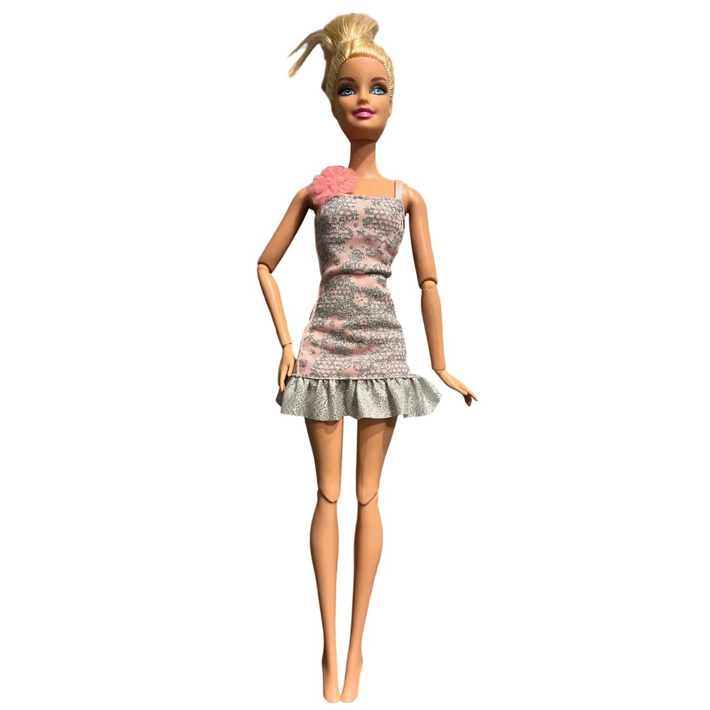 Barbie Fashionistas Doll Silver and Pink Dress 2011 Mattel